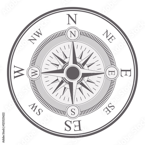 vintage compass wind rose icon over white background. navigation and travelling design. vector illustration