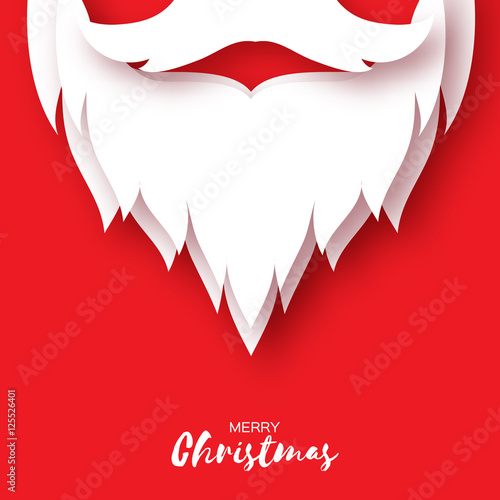 Merry Christmas card with Santa Claus beard and mustache