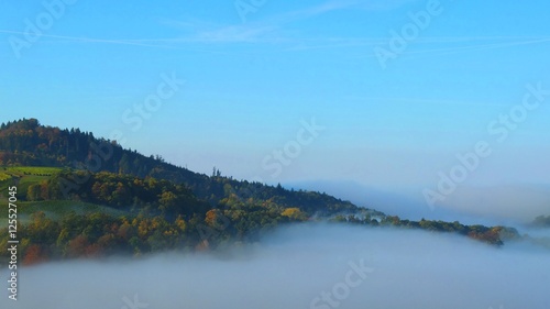 mountain in fog