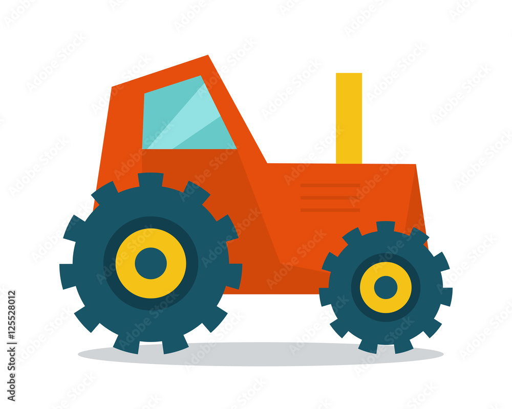 Tractor Vector Illustration in Flat Style Design.