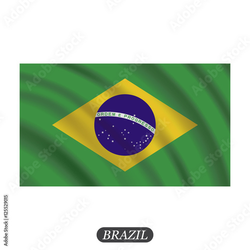 Waving Brazil flag on a white background. Vector illustration