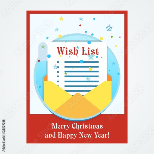 Christmas card with wish list