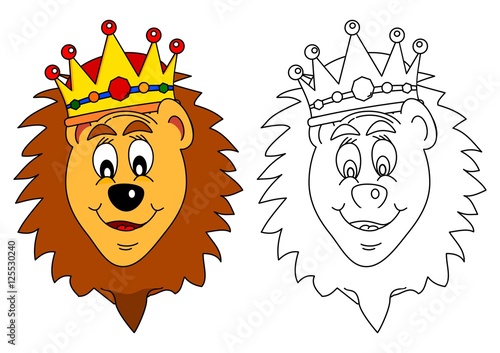 King of beasts crown - lion as a coloring book for young children - vector eps