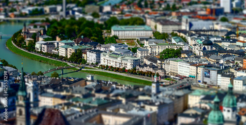 Tilt-shift aerial view to Salzburg, miniature effect © 31etc