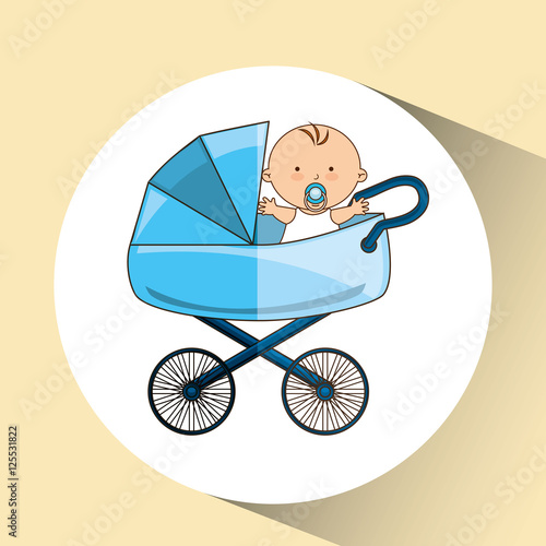 beautiful baby on pram blue design vector illustration eps 10