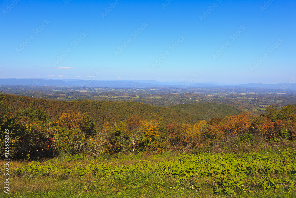 The Great Valley in Virginia from the Blue Ridge Parkway in the fall