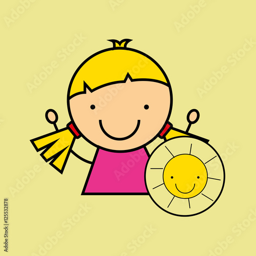 girl happy cartoon sun smlile vector illustration eps 10