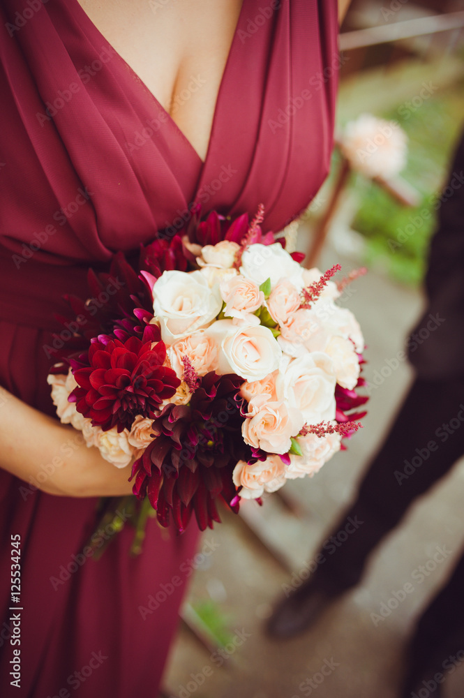 Big wedding bouquet before ceremony. Big wedding bouquet before ceremony.