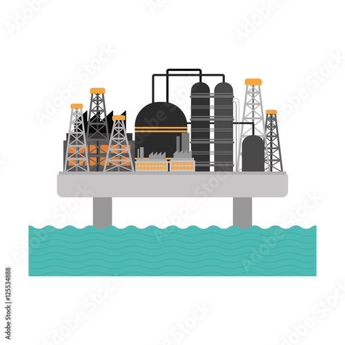 oil refinery factory building icon over white background. vector illustration