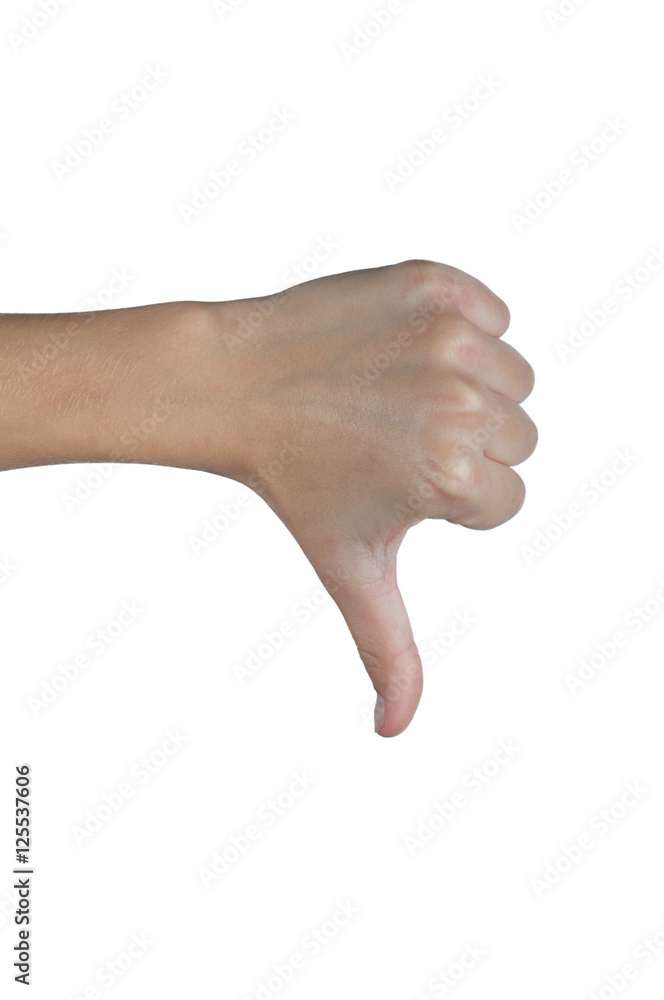 Human hand with big finger up, down. Isolated Human hand with big finger up, down. Isolated