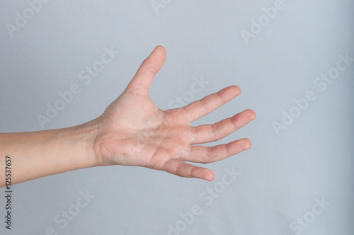 Human hand with splayed fingers