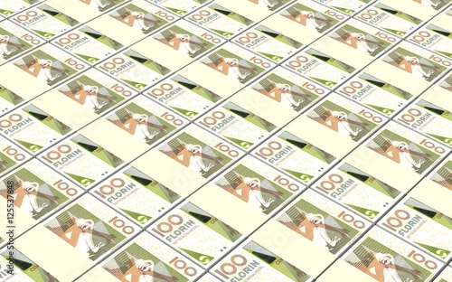 Aruban florin bills stacks background. 3D illustration.