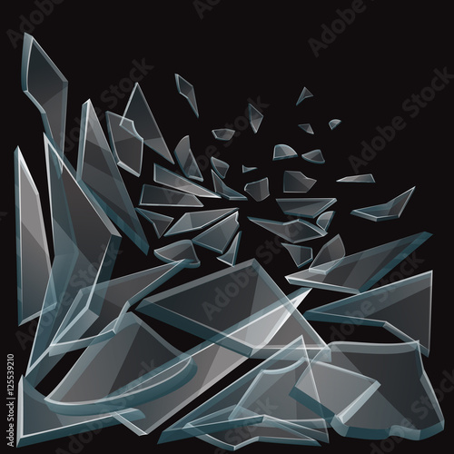 Broken glass pieces flow vector illustration