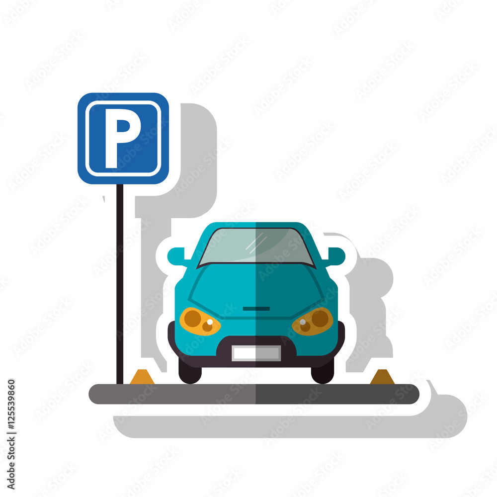 car vehicle and parking zone road sign icon. Park space road street rule and area theme. Isolated design. Vector illustration car vehicle and parking zone road sign icon. Park space road street rule and area theme. Isolated design. Vector illustration