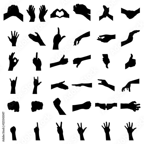 Complete Hand Mark and Sign Communication Silhouette