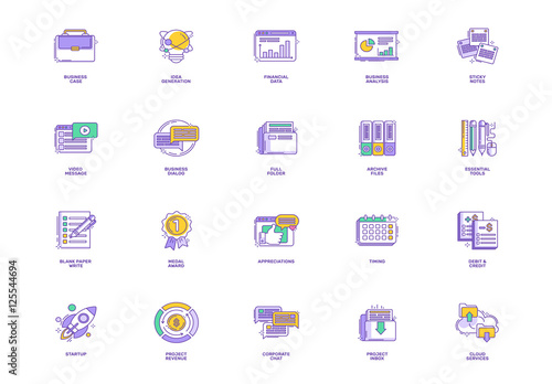 40 Purple Outlined Business Icons (ID: 125544694)