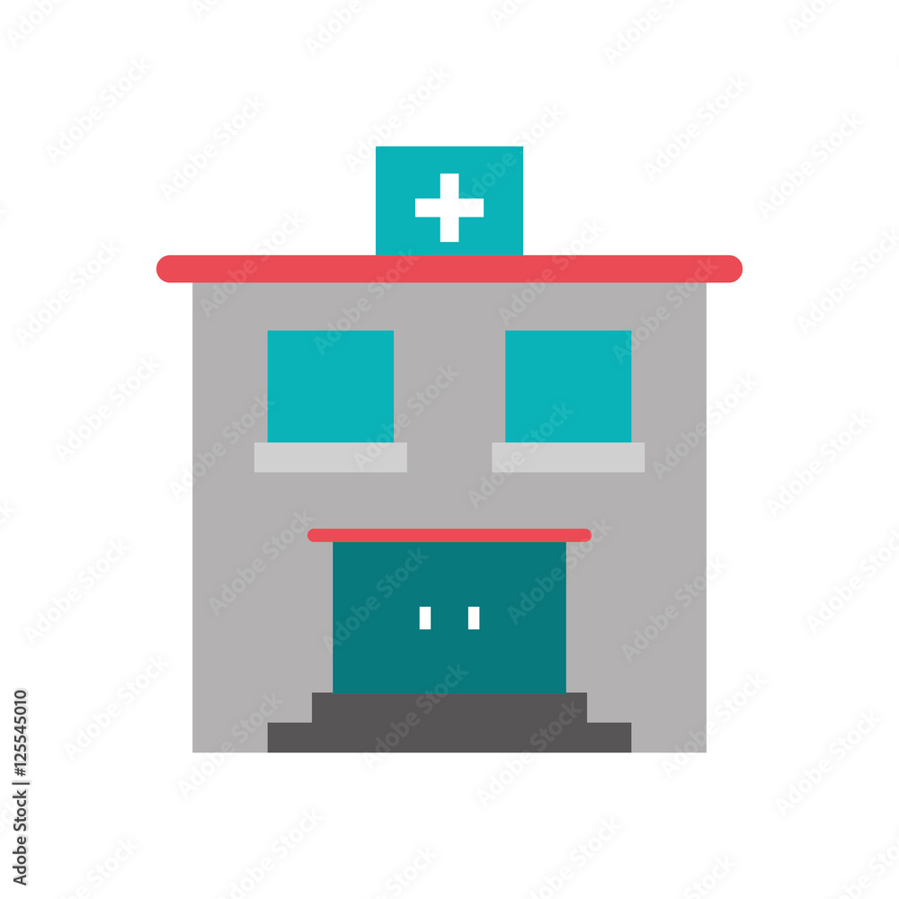 Hospital building icon. Medical and health care theme. Isolated design. Vector illustration Hospital building icon. Medical and health care theme. Isolated design. Vector illustration