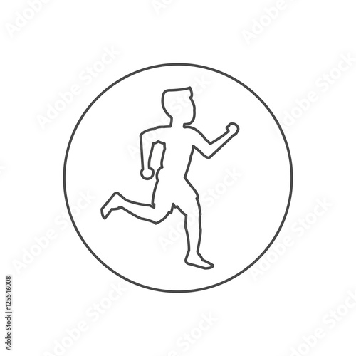 Runner man inside circle icon. Athlete training fitness and healthy lifestyle theme. Isolated design. Vector illustration