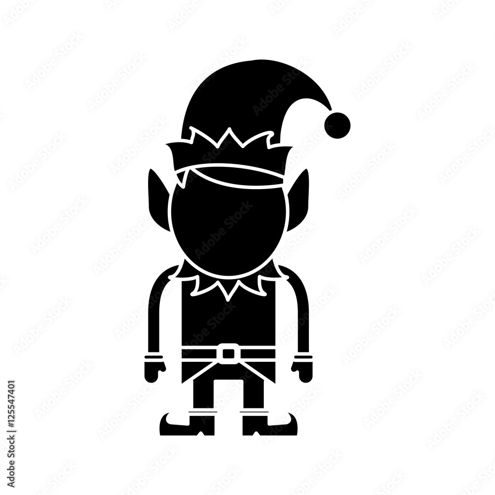 Naklejka premium Elf cartoon icon. Christmas season decoration and celebration theme. Isolated design. Vector illustration