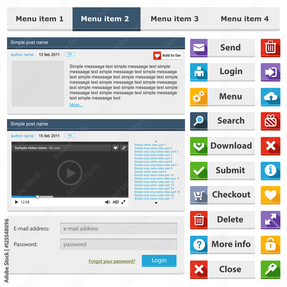 Online shop flat design elements set Online shop flat design elements set