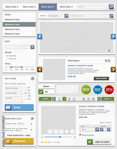 Web design elements set. Online shop.