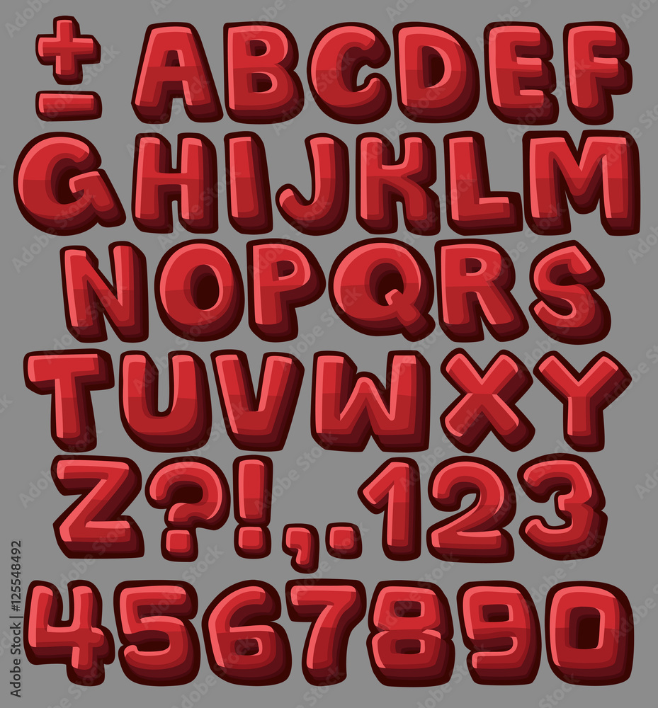 Red cartoon alphabet Red cartoon alphabet