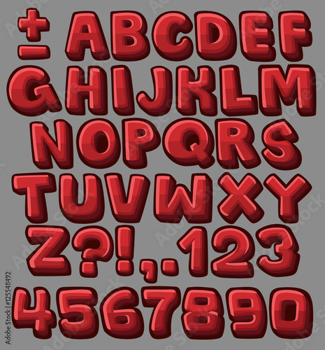 Red cartoon alphabet