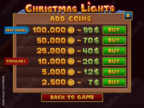 Add coins interface for games