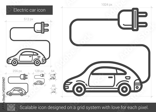 Electric car line icon.