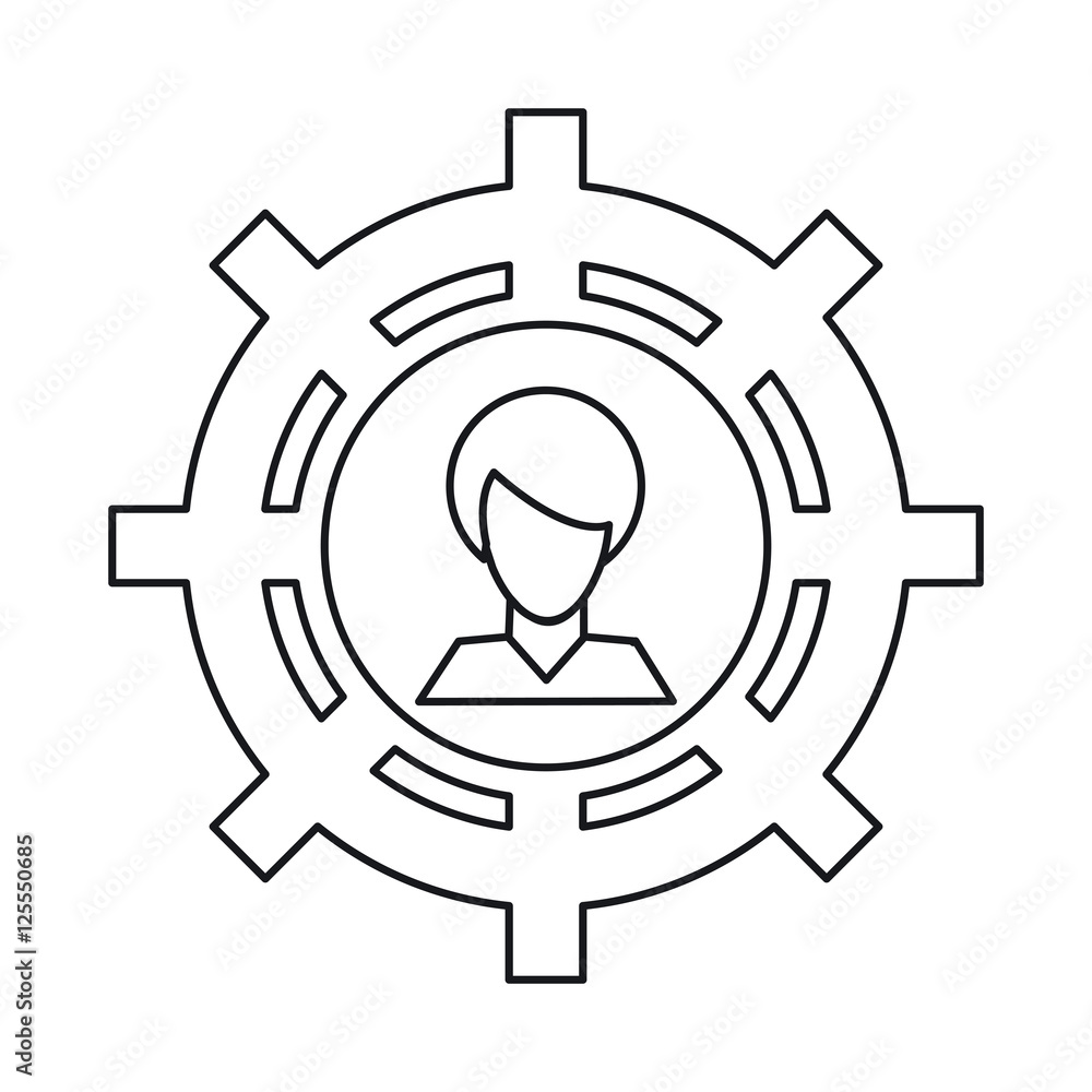 Man avatar inside gear icon. Male person and people theme. Isolated design. Vector illustration Man avatar inside gear icon. Male person and people theme. Isolated design. Vector illustration