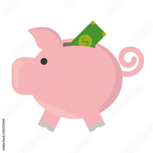 piggy savings with bill isolated icon vector illustration design
