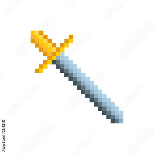 video game sword pixelated icon vector illustration design