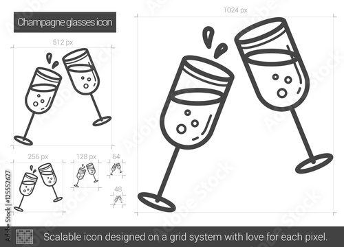 Champagne glasses line icon.