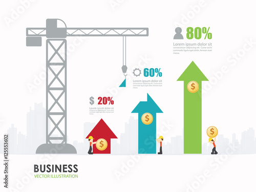 Infographic business arrow graph template design.building to success concept vector illustration / graphic or web design layout.