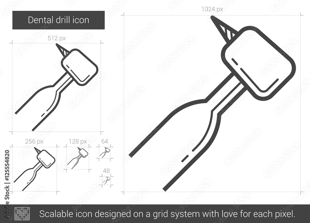 Naklejka premium Dental drill line icon.