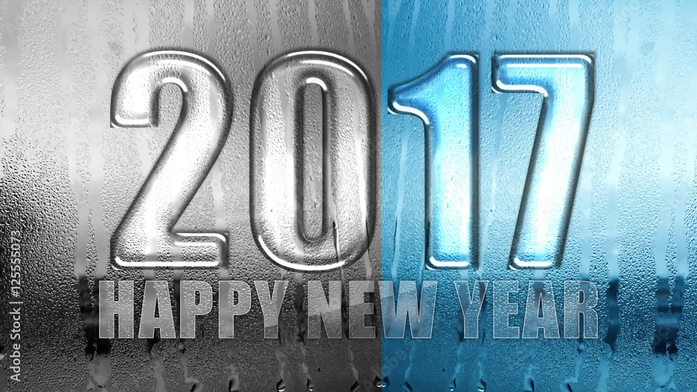 Happy new year 2017 word on rain drop window background Happy new year 2017 word on rain drop window background