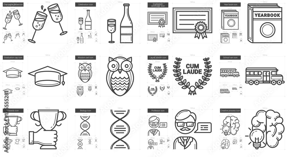 Fototapeta premium Education line icon set.