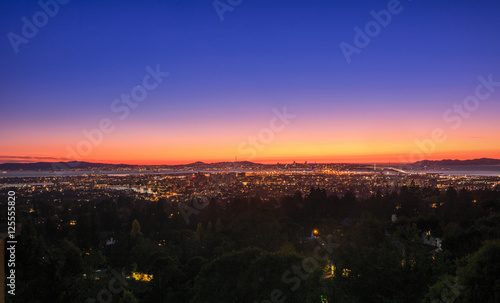 Fototapeta Naklejka Na Ścianę i Meble -  Panorama Night View of San Francisco Bay, East Bay, Oakland