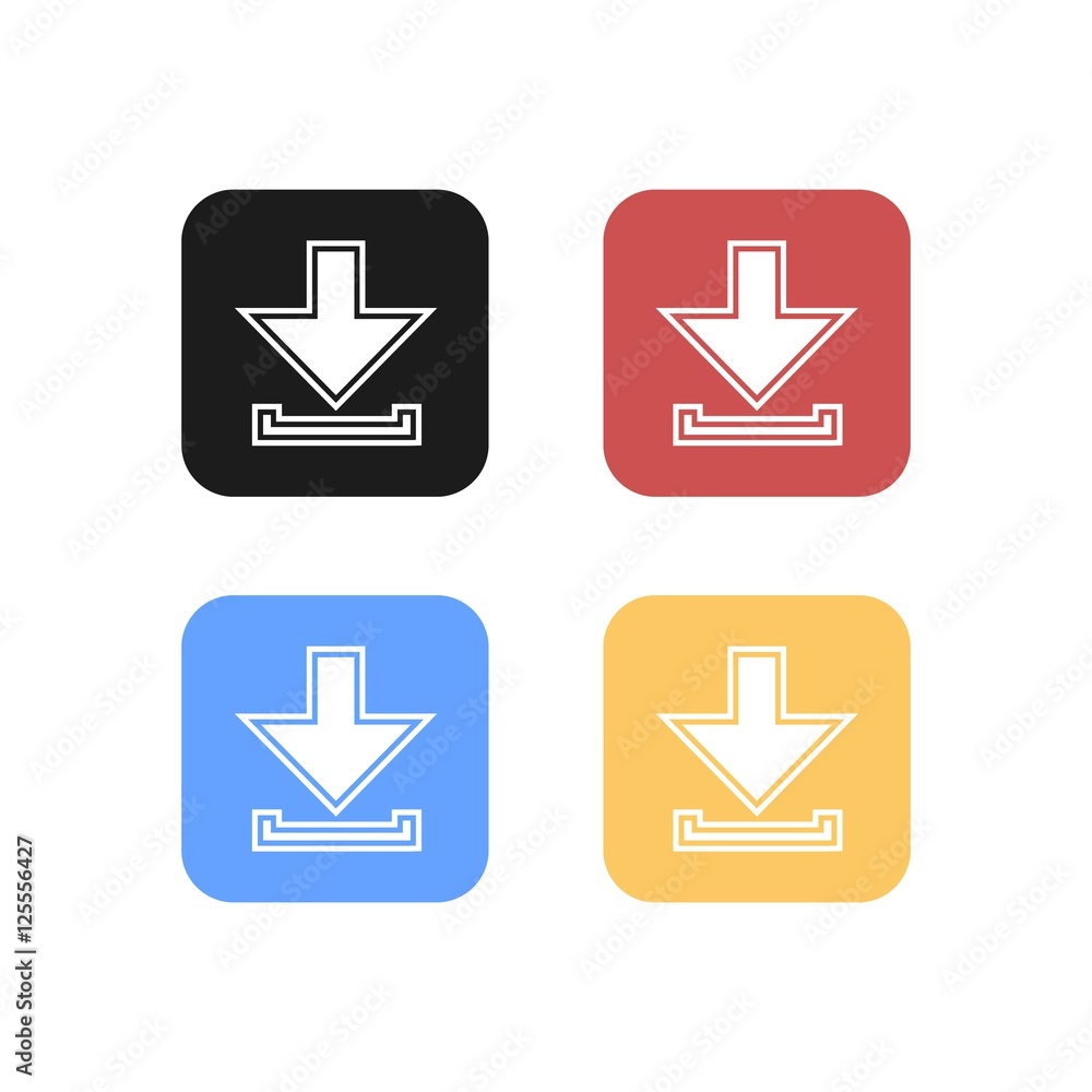 Colorful Set of Rounded Square Download Icon Colorful Set of Rounded Square Download Icon