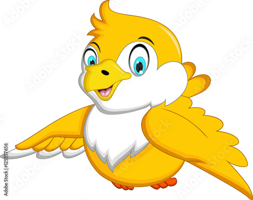 Cute Yellow bird cartoon waving