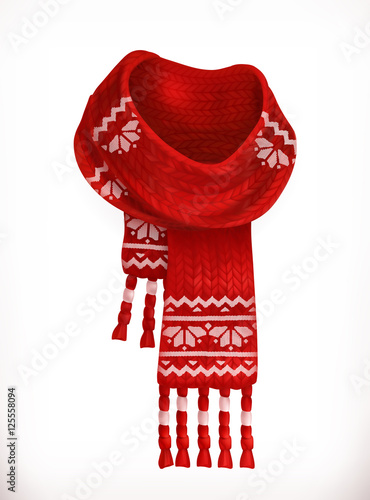 Winter scarf. 3d vector icon