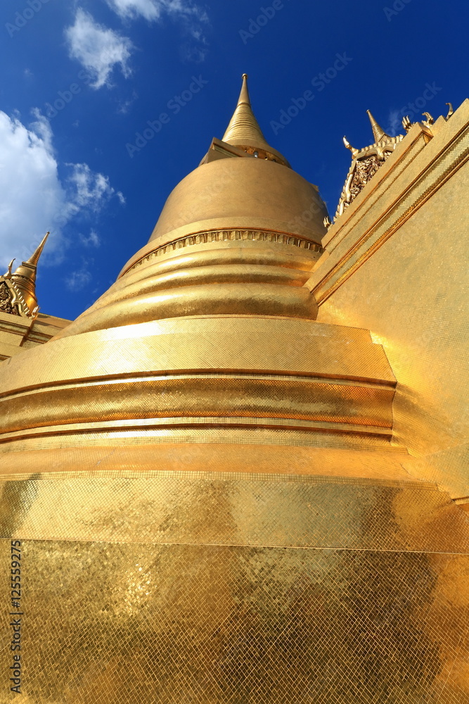 Wat Phra Kaew Temple of the Emerald Buddha with blue sky at BANGKOK, THAILAND 