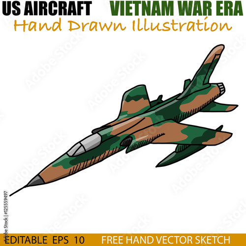 Hand drawn vector of US Military aircraft from Vietnam War era