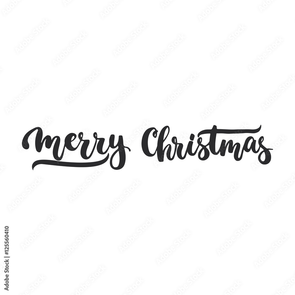 Merry Christmas - lettering Christmas and New Year holiday calligraphy phrase isolated on the background. Fun brush ink typography for photo overlays, t-shirt print, flyer, poster design.