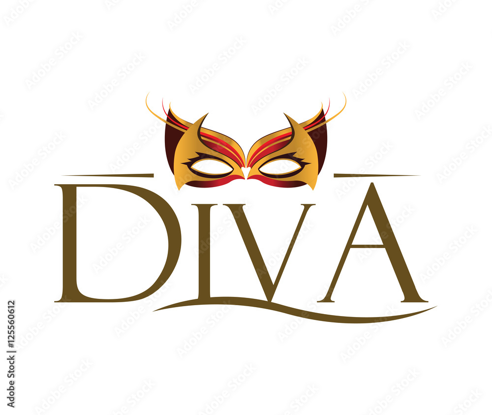 Obraz premium Diva Logo with Masquerade Glasses