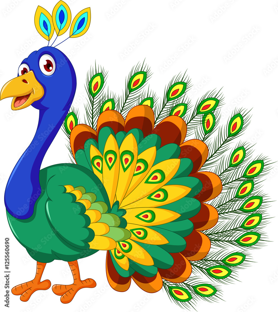 Fototapeta premium cute Peacock cartoon posing
