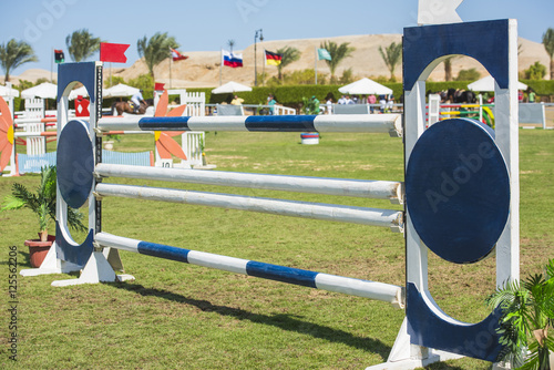 Εκτύπωση καμβά Closeup up an equestrian showjumping hurdle