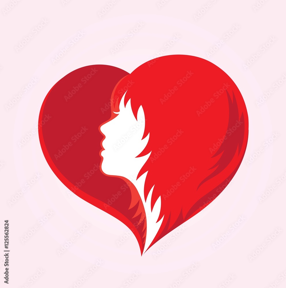 Love Hair Logo, illustration art vector design