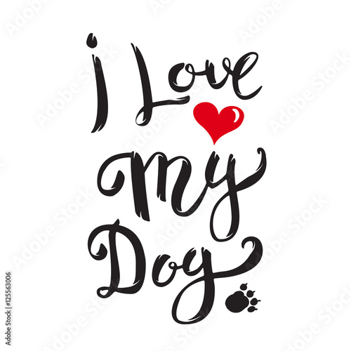 I Love My Dog. Hand drawn lettering isolated on white background