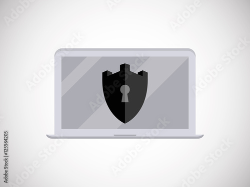 Laptop with black shield icon